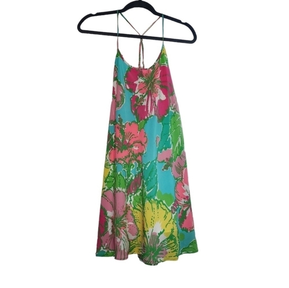 Lilly Pulitzer Pink White green Blue Floral Silk Maisy Mini Dress Luau Event Coc - Picture 2 of 10